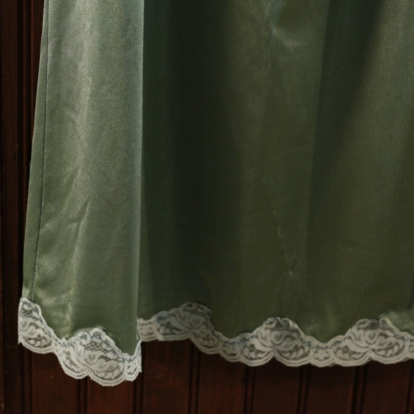 Dusty Green Silky Lace Trim Skirt - Picture 5 of 10